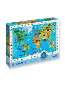 100 detaļu novērošanas puzle "Pasaules dzīvnieki"