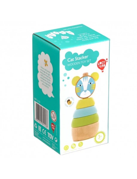Koka attīstoša rotaļlieta piramīda Lucy&Leo Pyramid Cat/Tiger LL153