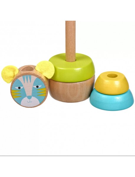 Koka attīstoša rotaļlieta piramīda Lucy&Leo Pyramid Cat/Tiger LL153