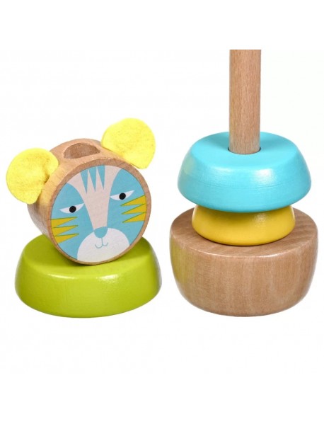 Koka attīstoša rotaļlieta piramīda Lucy&Leo Pyramid Cat/Tiger LL153