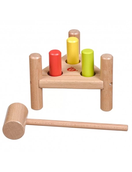 Koka klaudzināmā rotaļlieta darba galds "Trīsstūris" Lucy&Leo Hammer and Pegs Toc Toc LL158
