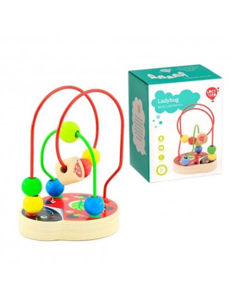 Koka attīstoša rotaļlieta aktīvā cilpa labirints ar lodītēm "Mārīte" Lucy&Leo Ladybug Bead Maze LL147