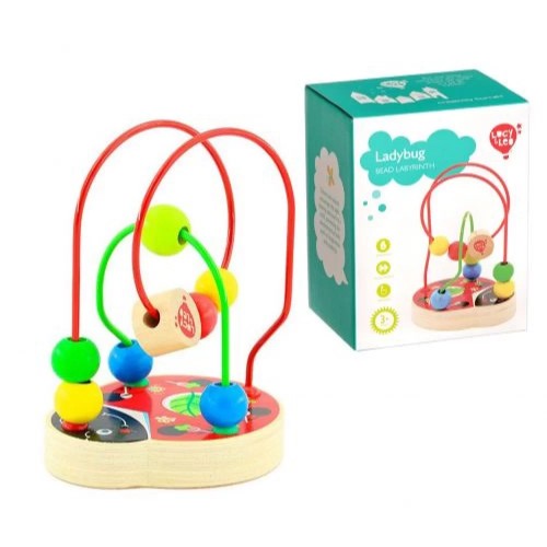 Koka attīstoša rotaļlieta aktīvā cilpa labirints ar lodītēm "Mārīte" Lucy&Leo Ladybug Bead Maze LL147