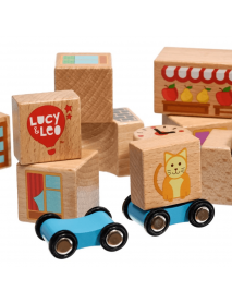 Koka attīstoša rotaļlieta klucīšu komplekts Lucy&Leo Wooden Blocks Small Set LL166