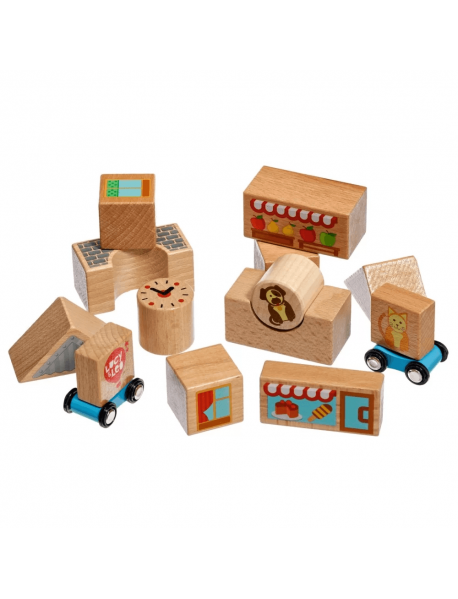 Koka attīstoša rotaļlieta klucīšu komplekts Lucy&Leo Wooden Blocks Small Set LL166