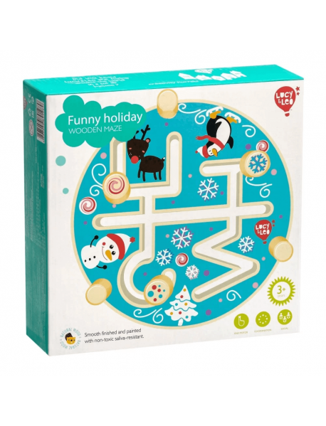 Koka rotaļlieta - labirints “Jautras brīvdienas” Lucy&Leo Funny Holiday Maze Wooden Set LL199