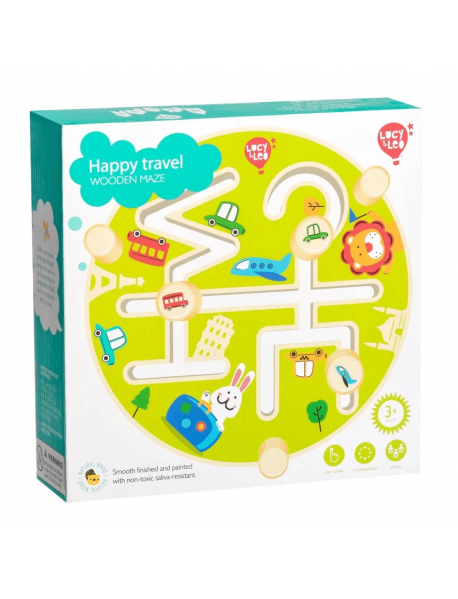 Koka rotaļlieta - labirints “Laimīgs ceļojums” Lucy&Leo Happy Travel Maze Wooden Set LL200
