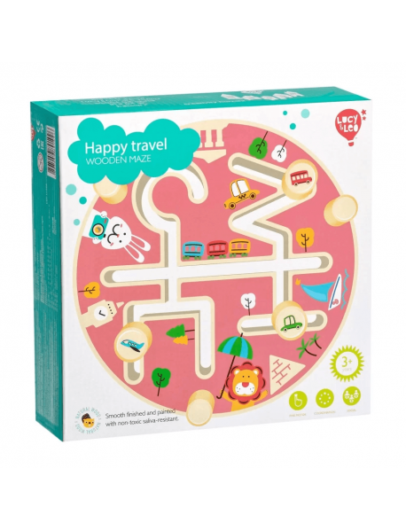 Koka rotaļlieta - labirints “Laimīgs ceļojums” Lucy&Leo Happy Travel Maze Wooden Set LL200