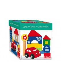 Koka attīstoša rotaļlieta kluči 25 gab. + 1 automašīna Goula Box w. 25 Blocks+Car 50202