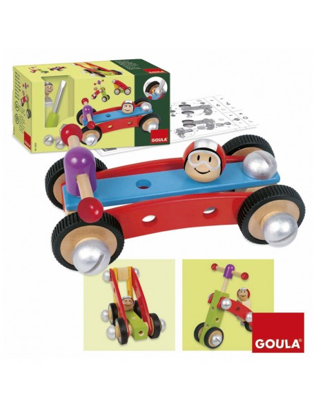 Koka attīstoša rotaļlieta konstruktors skrūves Goula Vehicles 55230