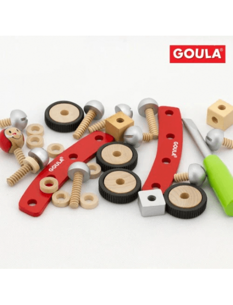 Koka attīstoša rotaļlieta konstruktors skrūves Goula Vehicles 55230