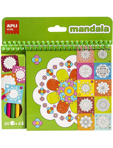 Mandalu krāsojamā grāmata ar krāsainiem zīmuļiem