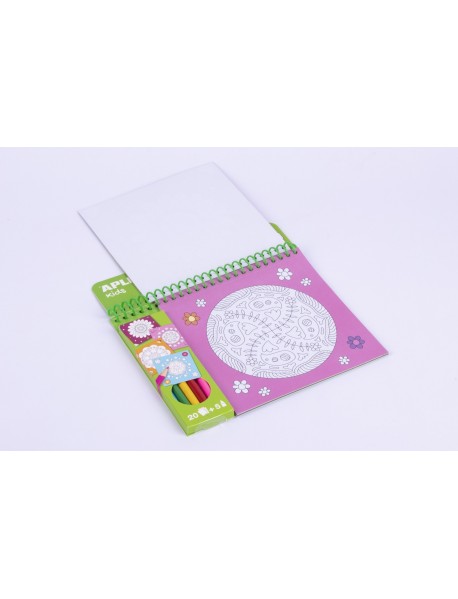 Mandalu krāsojamā grāmata ar krāsainiem zīmuļiem