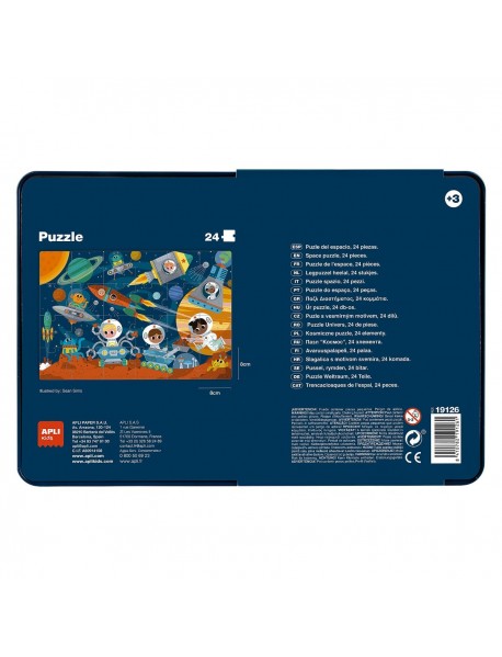 Apli bērnu puzle metāla kastītē KOSMOSĀ