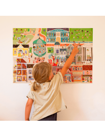 Liels plakāts ar atkārtoti lietojamām uzlīmēm PILSĒTA