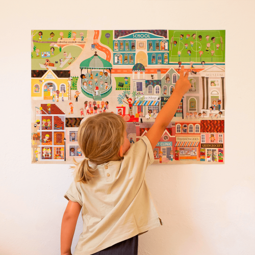 Liels plakāts ar atkārtoti lietojamām uzlīmēm PILSĒTA Liels plakāts ar atkārtoti lietojamām uzlīmēm PILSĒTA