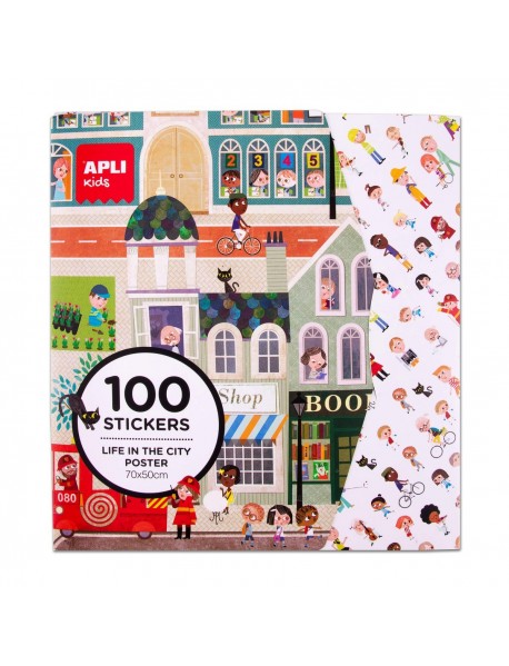 Liels plakāts ar atkārtoti lietojamām uzlīmēm PILSĒTA Liels plakāts ar atkārtoti lietojamām uzlīmēm PILSĒTA