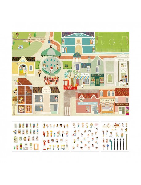 Liels plakāts ar atkārtoti lietojamām uzlīmēm PILSĒTA Liels plakāts ar atkārtoti lietojamām uzlīmēm PILSĒTA