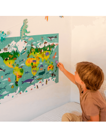 Liels plakāts ar atkārtoti lietojamām uzlīmēm PASAULES KARTE