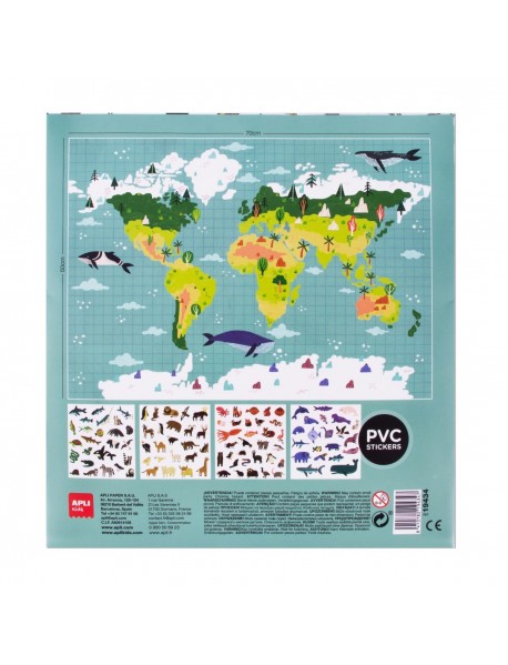 Liels plakāts ar atkārtoti lietojamām uzlīmēm PASAULES KARTE Liels plakāts ar atkārtoti lietojamām uzlīmēm PASAULES KARTE