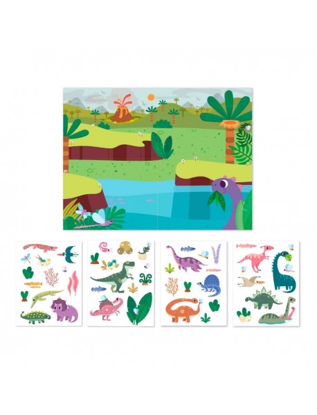 Uzlīmju spēle ar plakātu - Dinozauri