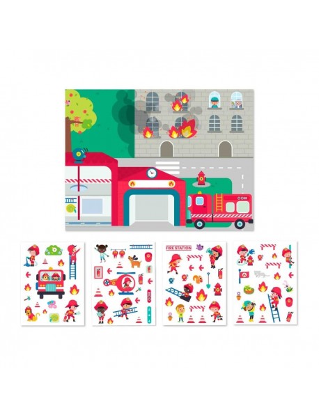 Uzlīmju spēle ar plakātu – Ugunsdzēsības depo