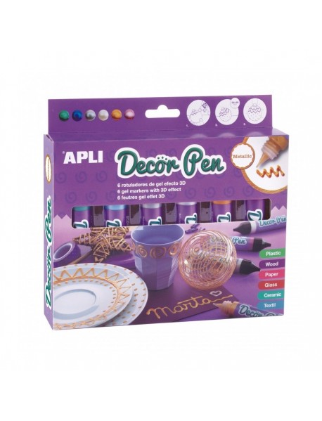 Apli bērnu dekorēšanas pildspalvas metāliskas (6 gab.)