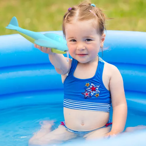PlaBi ūdens rotaļlieta-lejkanna Lidmašīna (tirkīza)